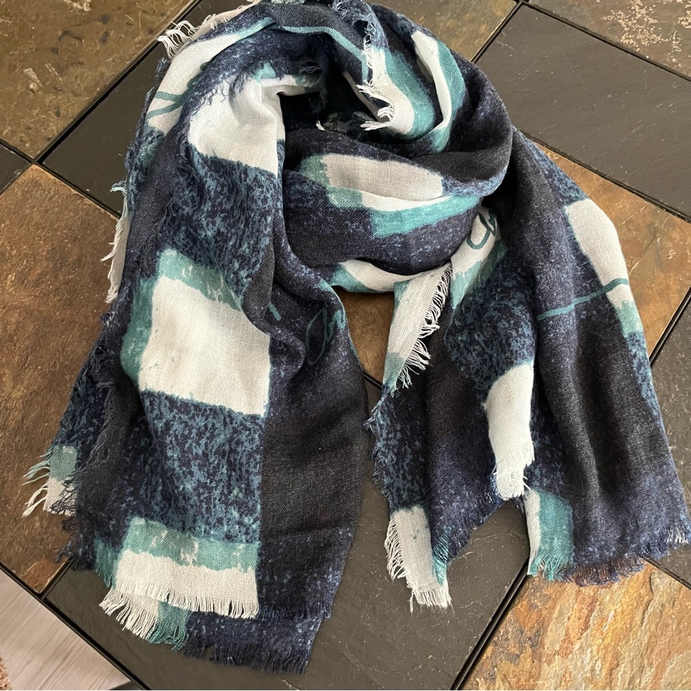 Armani Jeans Navy White and Green Unisex Stole/Scarf